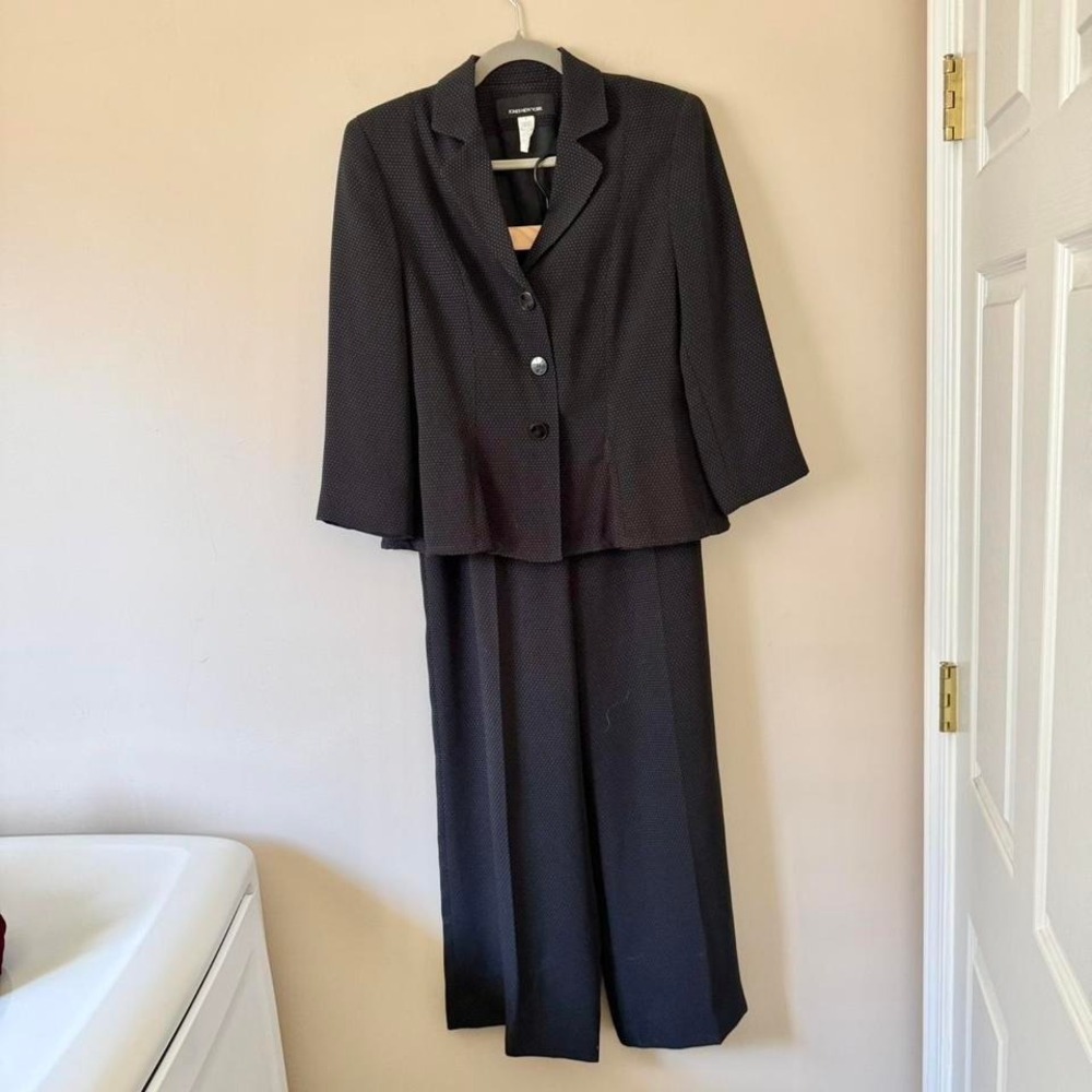 90s / Y2K Black Polka Dot Suit Size 8 Set Minimal Swiss Dot Gothic